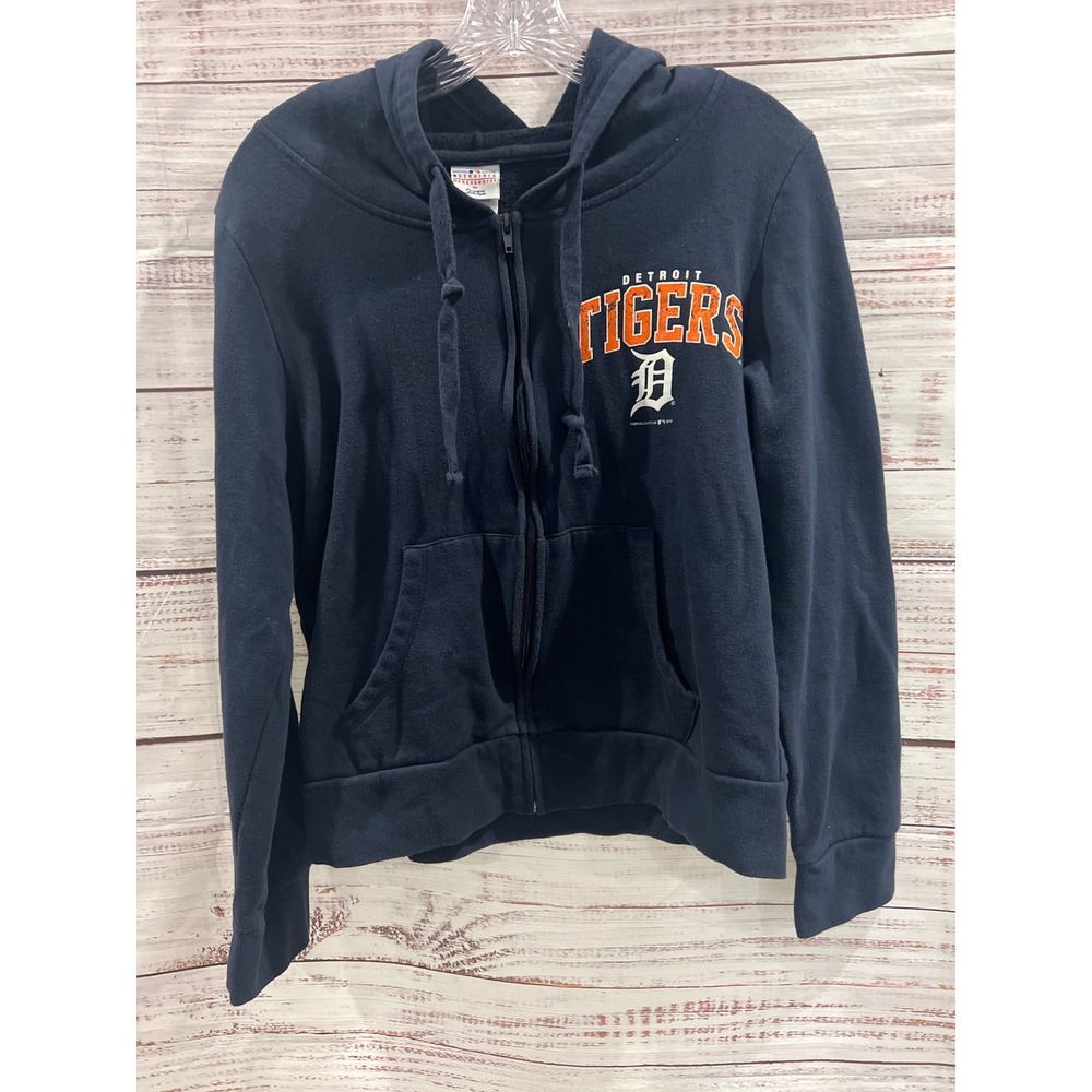 Detroit Tigers MLB Kids Navy Blue Full Zip Hoodie Sweatshirt Campus Lifestyle L